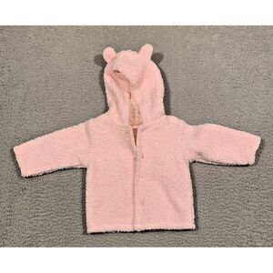First Moments Baby Girl Sherpa Pink Jacket Coat‎ Bear Ear Hood 6-9 Months Soft